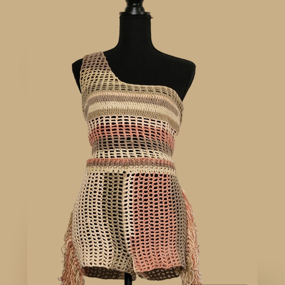 Crochet Fringed Short Set
